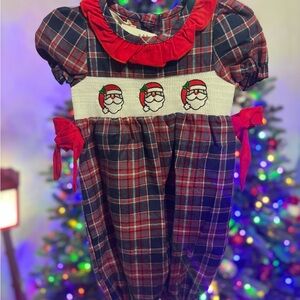 Plaid Santa Kids One Piece